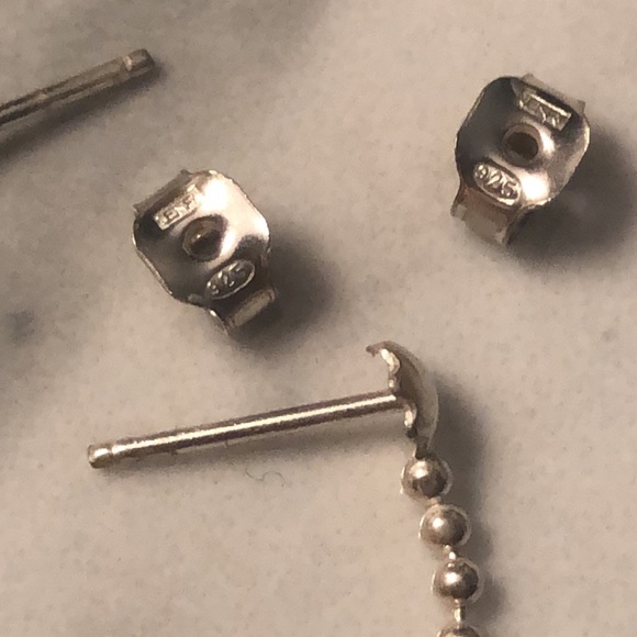 Vintage sterling silver chain drop‎ stud earrings - Picture 3 of 4